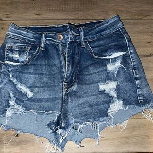 SHEIN Blue Distressed Jean Shorts